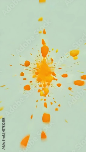 Explosion of orange particles on a light background / Explosión de partículas naranjadas en fondo claro 