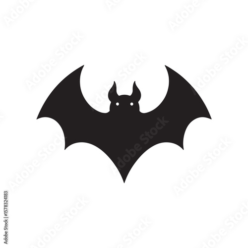 Flying bat black silhouette vector design on a white background vector template.