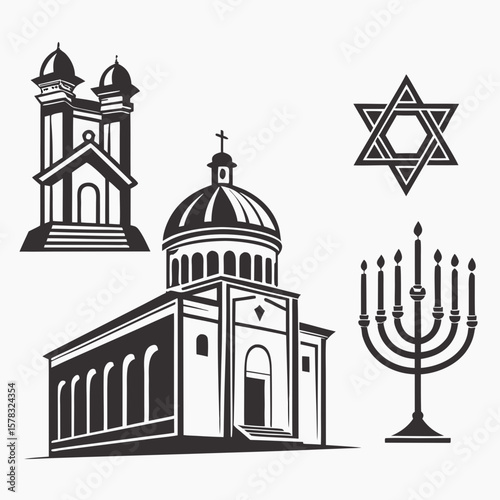 Religious Buildings Star Menorah Symbols synagogue
