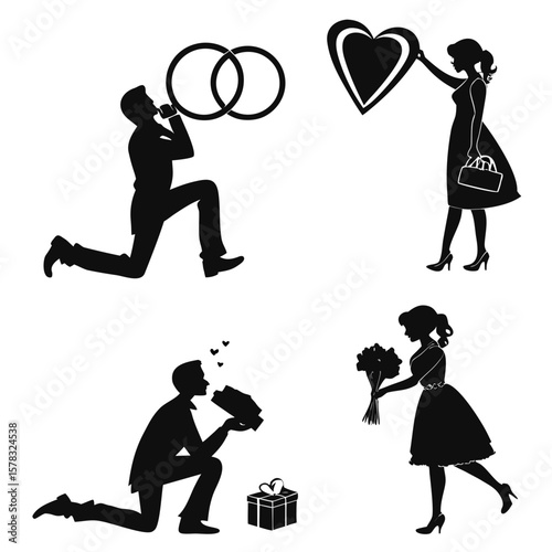 Romantic couple proposal wedding gift heart romance