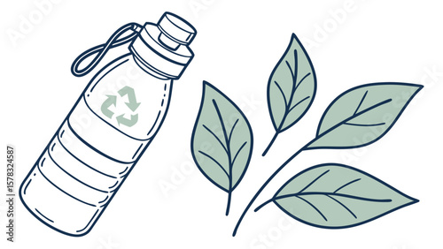 Green leaf vector illustration with fresh and natural design elements
