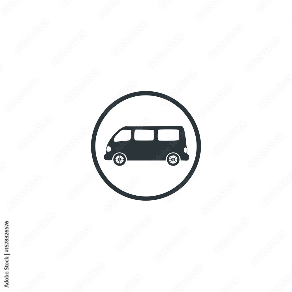 Dark grey van inside circle vehicle transportation Dark grey van inside circle vehicle transportation