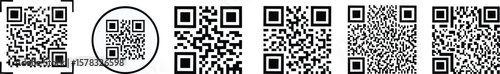 Vector QR codes set with different shapes and styles