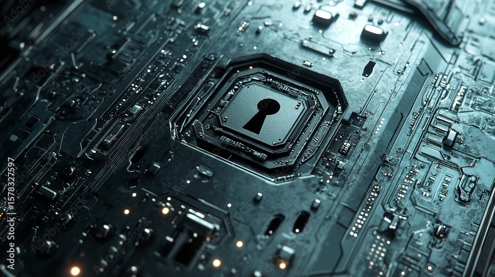 Fototapeta premium background information security lock on blue background