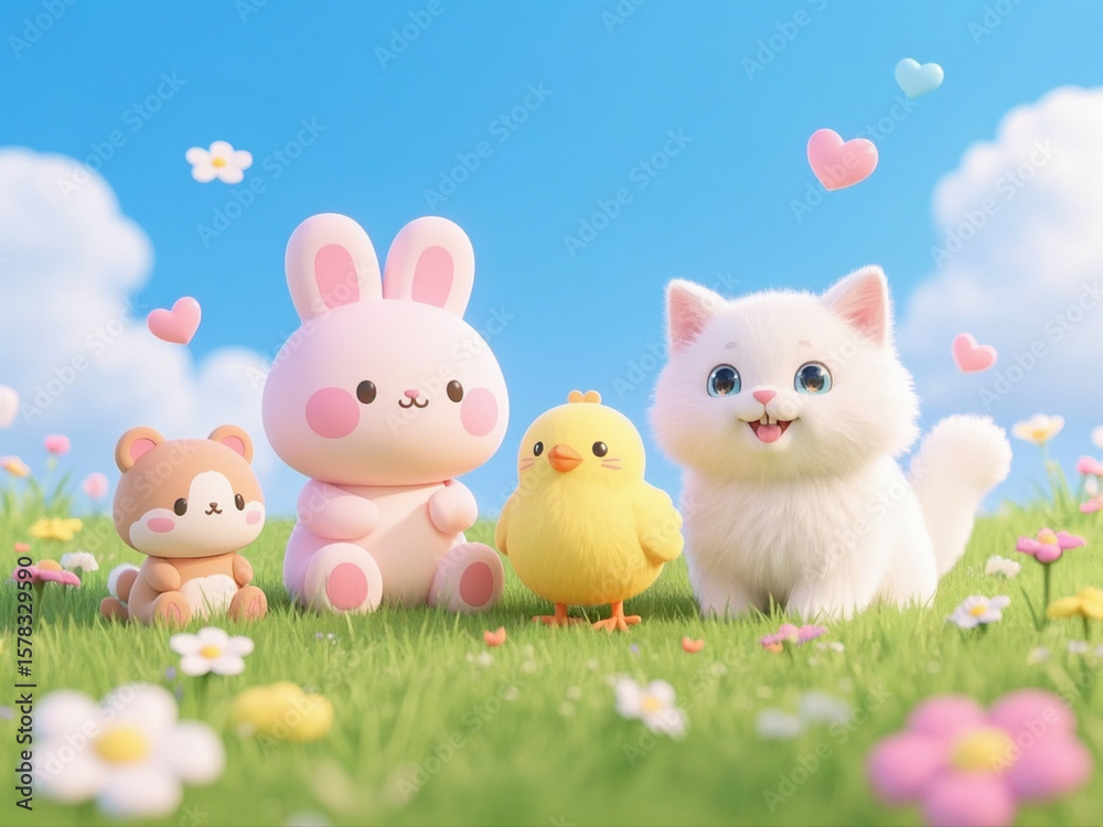 Obraz premium Cute animal and friends 6189