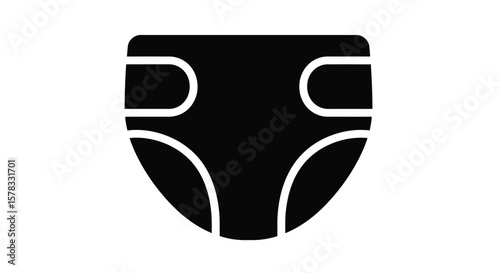 Black Diaper Icon on White Background for Baby Care and Hygiene Products