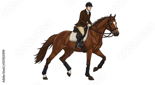Equestrian Rider Gracefully Navigating on a Horse, Demonstrating Equine Discipline