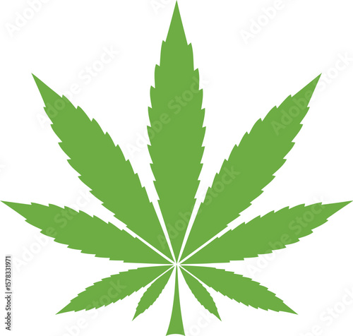 Green cannabis leaf illustration graphic design isolated on a white background conceptual