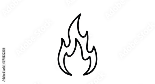 Simple Black Outline of a Flame on a White Background Symbol