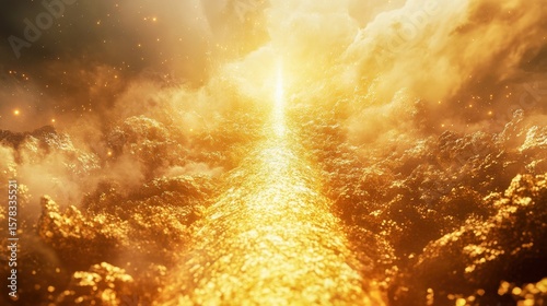 liquid gold pouring from sky