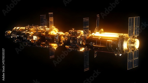 Fototapeta Naklejka Na Ścianę i Meble -  Gold space station illustration