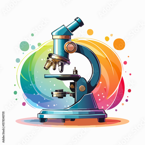 Microscope on a colorful abstract background