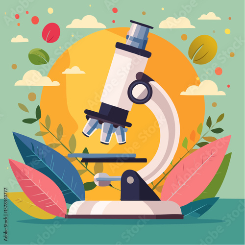 Microscope on a colorful abstract background