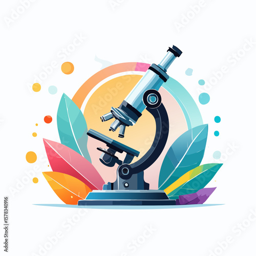 Microscope on a colorful abstract background