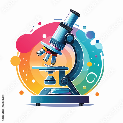 Microscope on a colorful abstract background