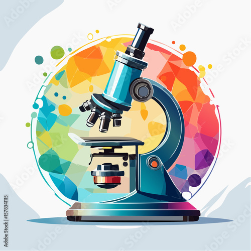 Microscope on a colorful abstract background