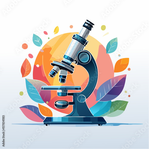 Microscope on a colorful abstract background