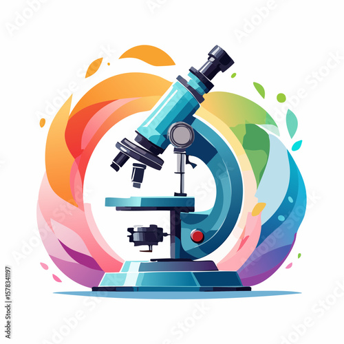 Microscope on a colorful abstract background