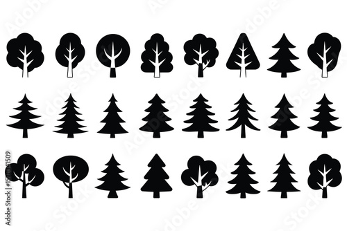 Diverse Tree Silhouettes Collection trees deciduous trees