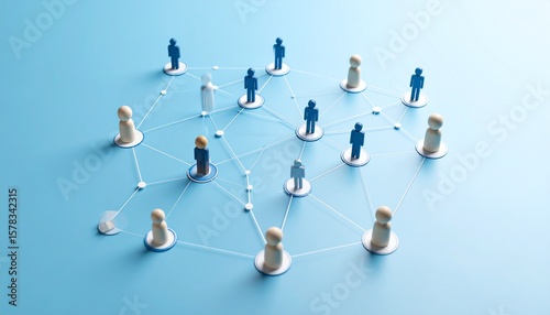 Business connection map with people icons naturally connected by lines