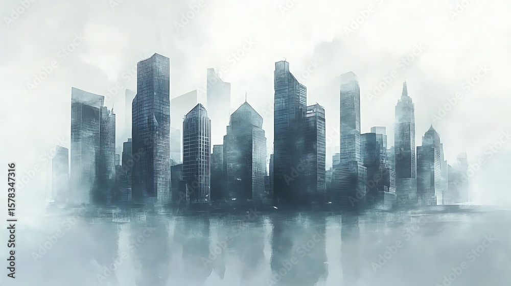 Obraz premium Misty city skyline