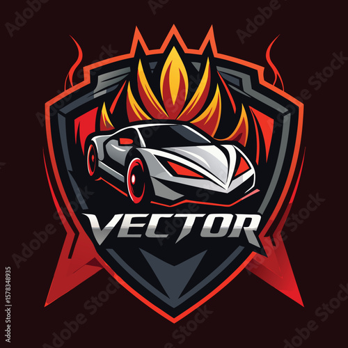 Sports car logo icon set. Motor vehicle silhouette emblems. Auto garage dealership brand identity design elements. Vector illustrations.