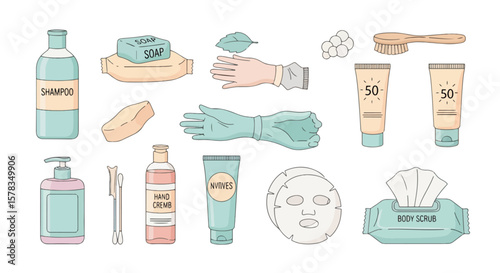 Personal Care Items Illustration Beauty Hygiene and Wellness
