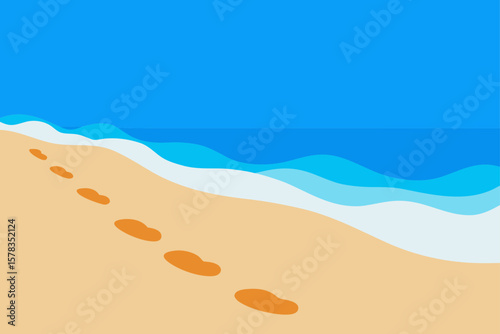 Footprints in Sand on Serene Beach