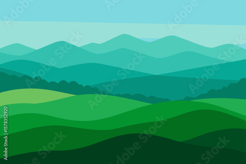 serene nature background with layers of green hill