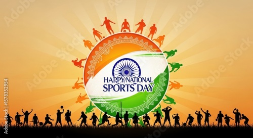 Celebrate National Sports Day with athletes and national flag
