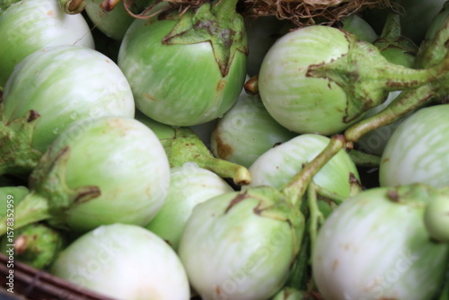 Thai eggplant is a vegetable in the fresh market.