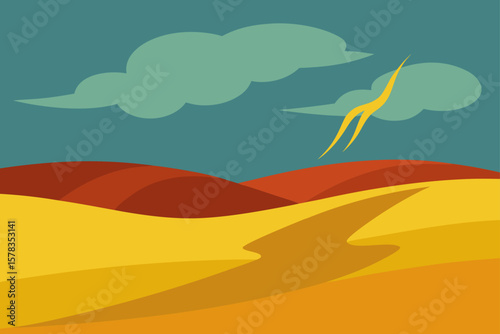 windswept plains with distant thunderstorm