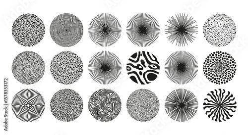 Abstract Circular Patterns Black and White Vector Designs