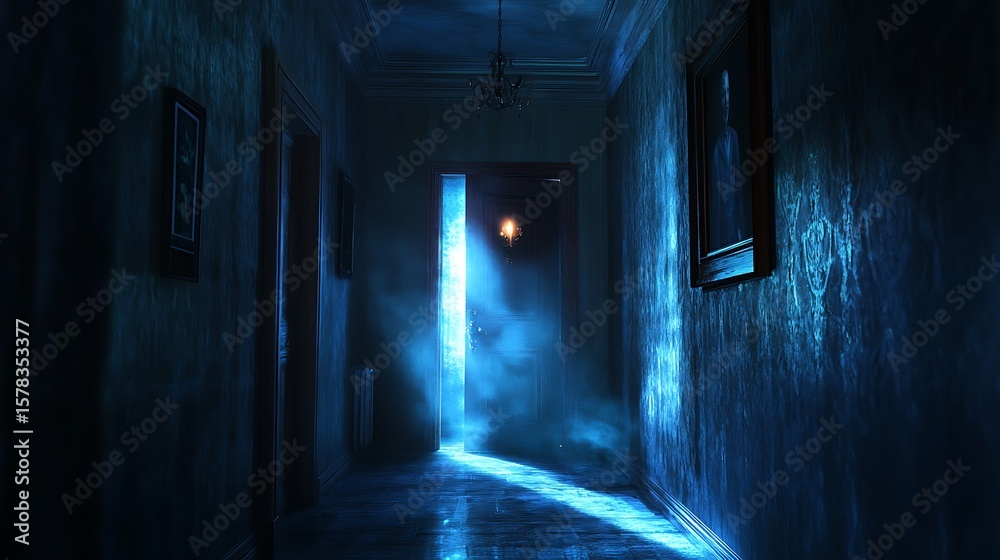 Obraz premium Mysterious hallway with light beam