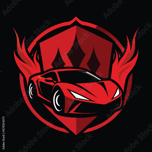 Sports car logo icon set. Motor vehicle silhouette emblems. Auto garage dealership brand identity design elements. Vector illustrations.