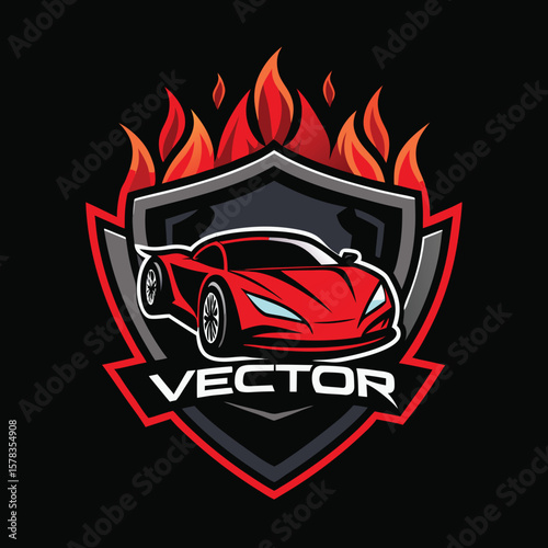 Sports car logo icon set. Motor vehicle silhouette emblems. Auto garage dealership brand identity design elements. Vector illustrations.