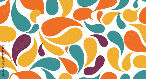 Retro Paisley Pattern - Seamless Colorful Design