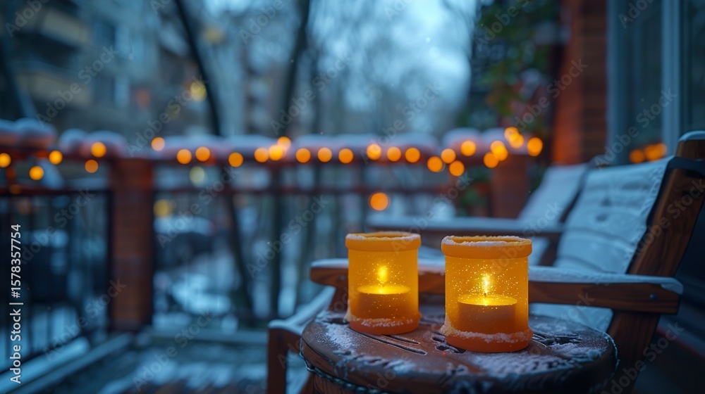 Cozy Armchair and Candle Lights on Winter Balcony for Peaceful Home Decor and Calm Seasonal Interior Design
Cozy Armchair and Candle Lights on Winter Balcony for Peaceful Home Decor and Calm Seasonal Interior Design