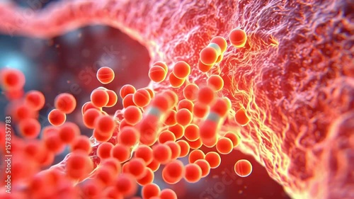 A close-up, digital illustration of a neuron with neurotransmitters exchanging signals in a glowing, microscopic environment.