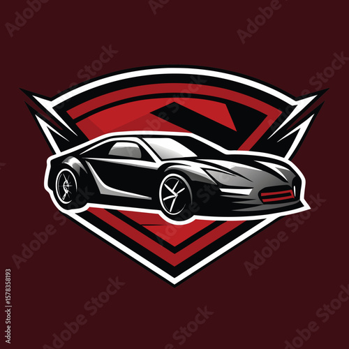 Sports car logo icon set. Motor vehicle silhouette emblems. Auto garage dealership brand identity design elements. Vector illustrations.