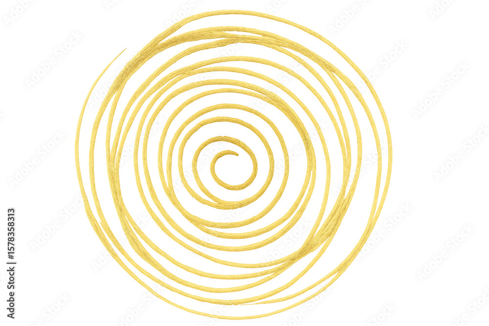 Fototapeta premium Golden spiral forming concentric circles, creating an elegant and abstract design on a transparent background
