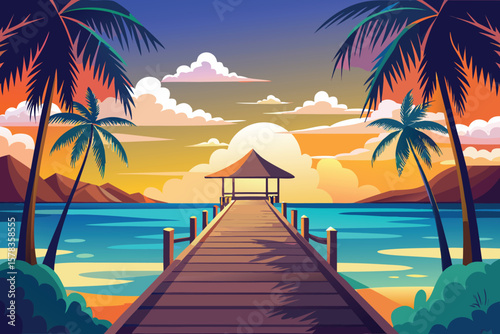Sunset on a tropical dock