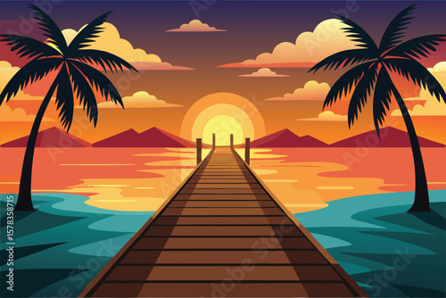 Sunset on a tropical dock