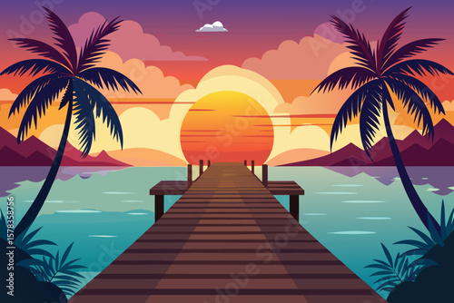 Sunset on a tropical dock