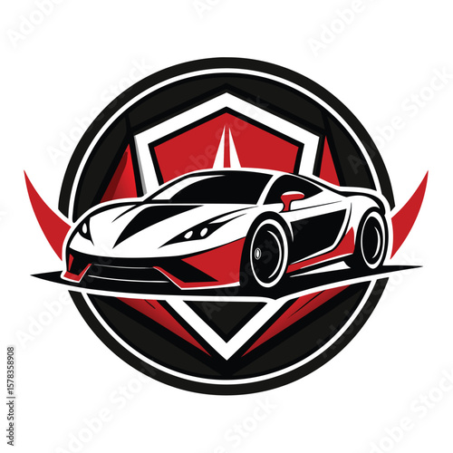 Sports car logo icon set. Motor vehicle silhouette emblems. Auto garage dealership brand identity design elements. Vector illustrations.