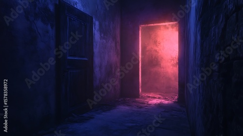 Wallpaper Mural Mysterious neon doorway passageway Torontodigital.ca