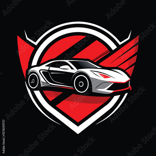 Sports car logo icon set. Motor vehicle silhouette emblems. Auto garage dealership brand identity design elements. Vector illustrations.