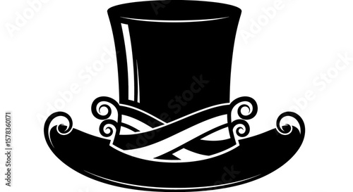 Whimsical mad hatter top hat illustration. Fantasy, design, creativity, imagination, theatrical, eccentric