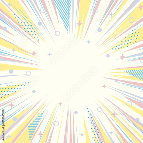 カラフルでポップな集中線注目背景