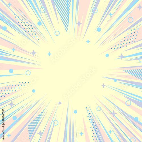 カラフルでポップな集中線注目背景